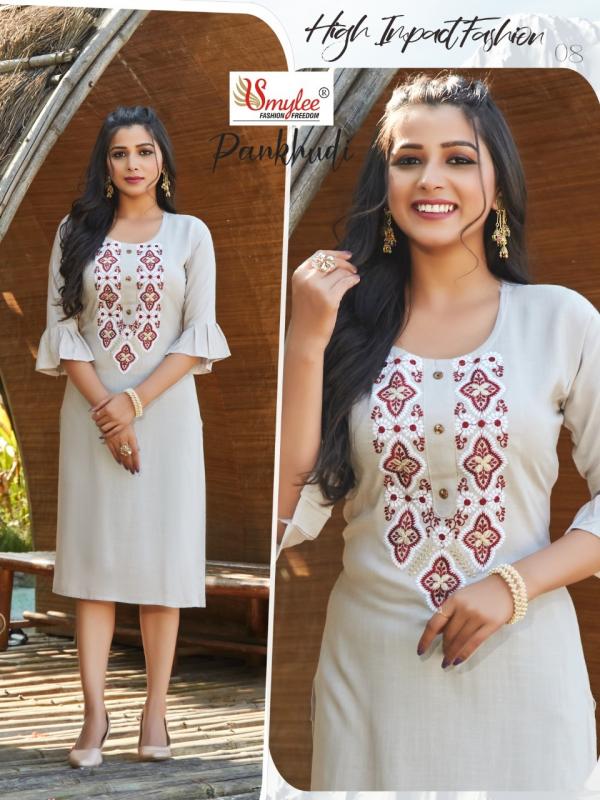 Smylee Pankhudi Rayon Designer Embroidery Kurti